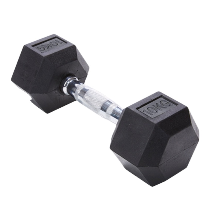 Rubber Coated Cast Iron Hex Black Dumbbell