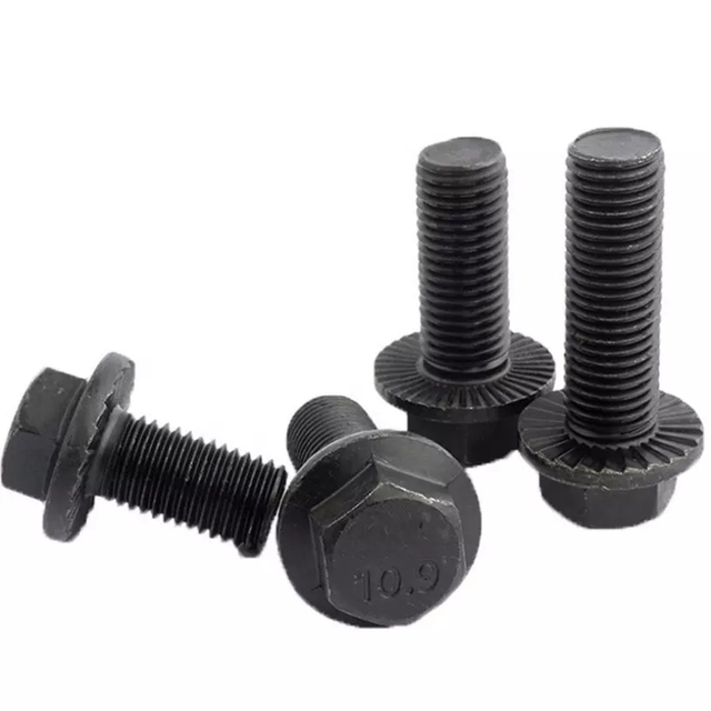 High Strength Carbon Steel Grade 4.8 8.8 10.9 12.8 Din6921 Zinc Plated Black Hex Head Serrated Flange Bolt
